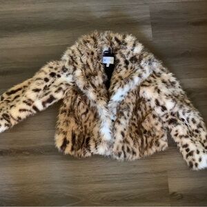Jessica Simpson Animal Print Faux Fur Jacket